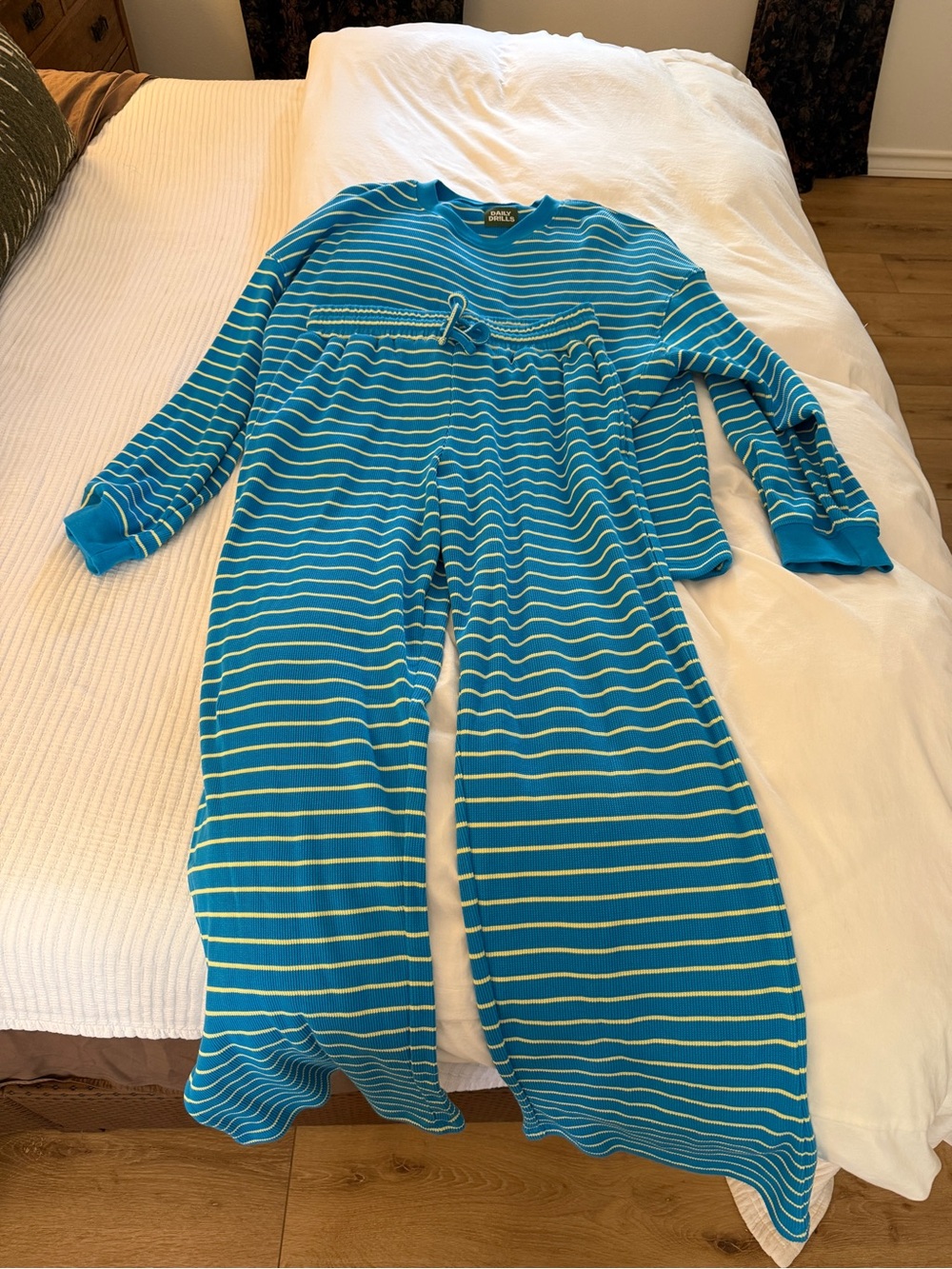 Kids Striped One-Piece Pajamas - Blue